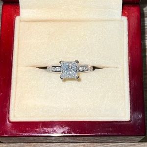 Custom Designed Princess Cut 18KT White Gold Diamond Engagement Ring 2.18ctw